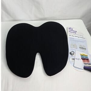 C CUSHION LAB Black Extra Dense Lumbar Pillow for Lower Back Pain Relief w Strap